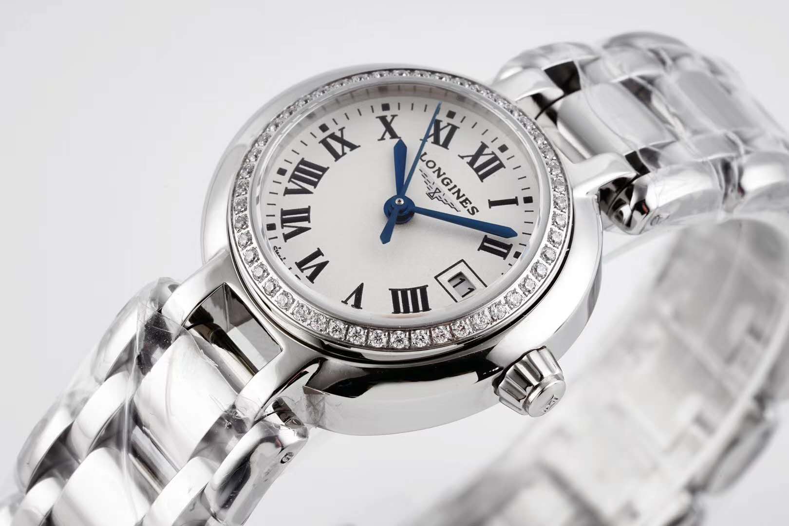 Primaluna White Dial with Roman Markers and D1am0nd Bezel