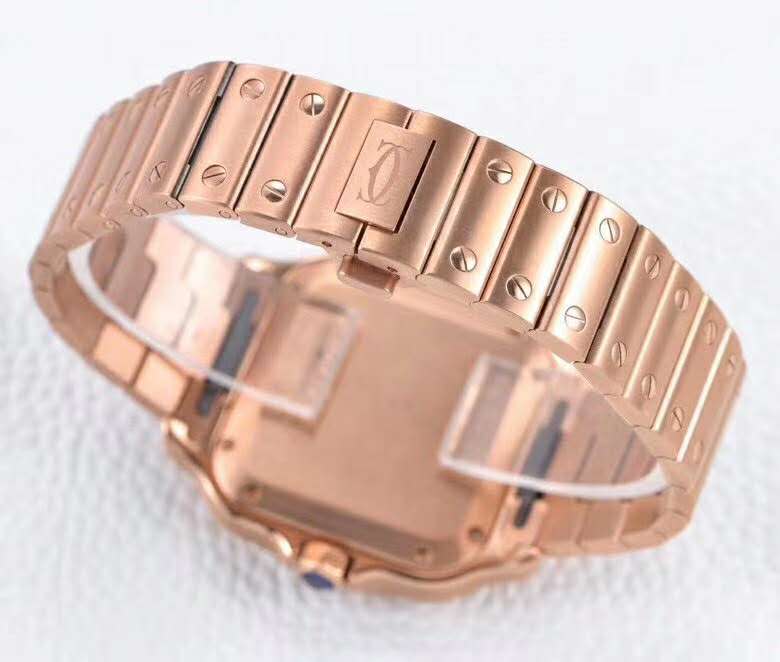 Santos de Ca*t1er White Dial with D1am0nd Bezel in Rose Gold