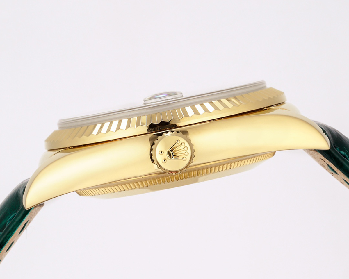 Day-Date 40 Green Dial in Yellow Gold on Leather Strap